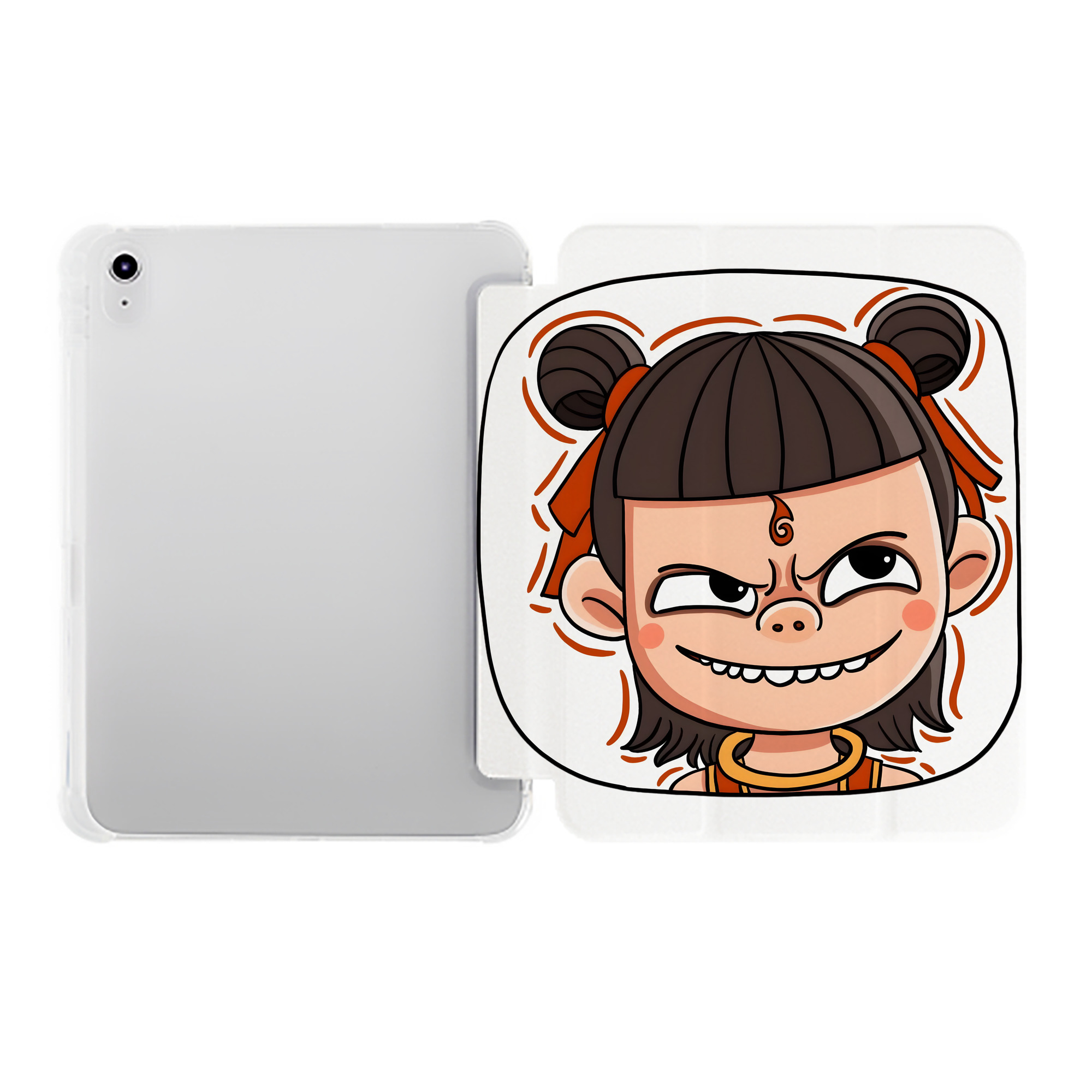 （画像用） Ne Zha 2 ナタ 魔童の大暴れ IPad ケース ペン収納付き 三つ折りスタンド PUレザー×シリコン 対応機種9.5/10.5/10.9インチ